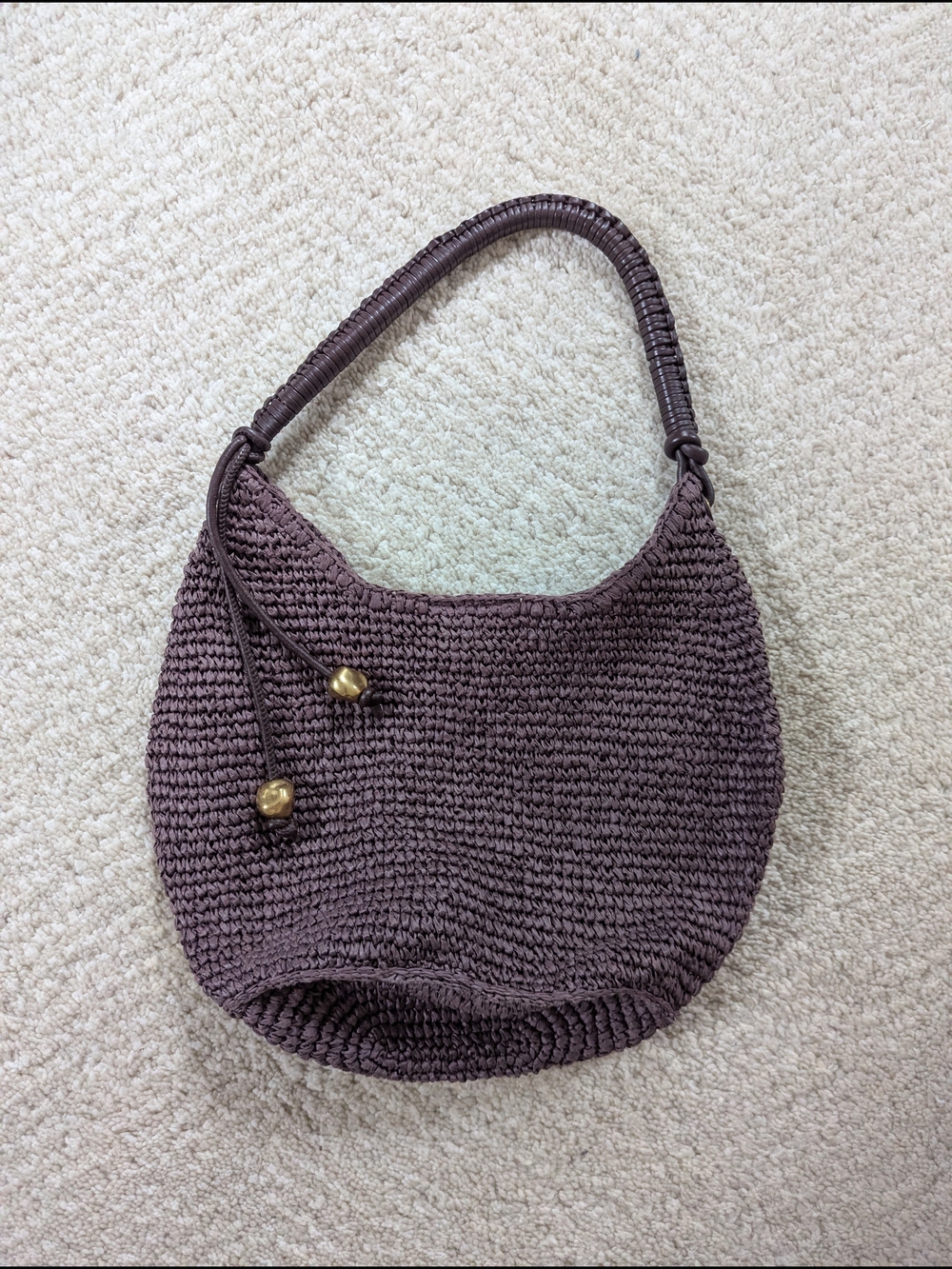 Madewell Plum Woven Hobo with Gold Bead Accents